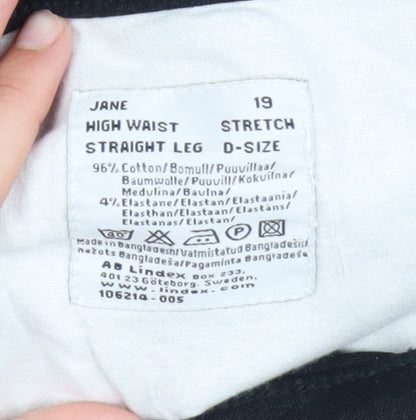 Lindex Women Black High Waist Straight Leg Stretch Jeans Size 19