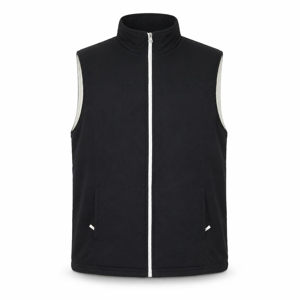Front view of Karen Scott Sport Black Fleece Lined Zip Waistcoat L unisex bodywarmer