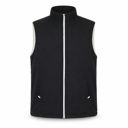 Front view of Karen Scott Sport Black Fleece Lined Zip Waistcoat L unisex bodywarmer