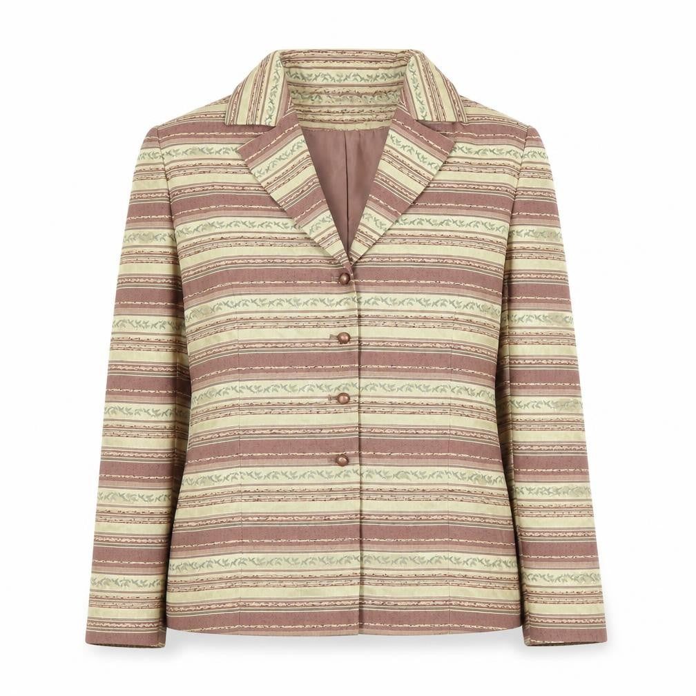 Kasper Women’s Brown Striped Single-Breasted Blazer Jacket Size 14