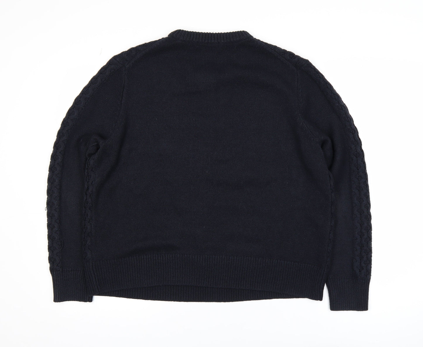 Marks and Spencer Men's Black Cable-Knit Jumper Size L