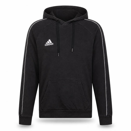 Front view of Adidas Men's Black Pullover Hoodie, size S, Sports Fleece