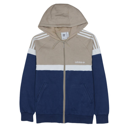 Adidas Mens Beige Blue White Full Zip Hoodie M Classic Sportswear