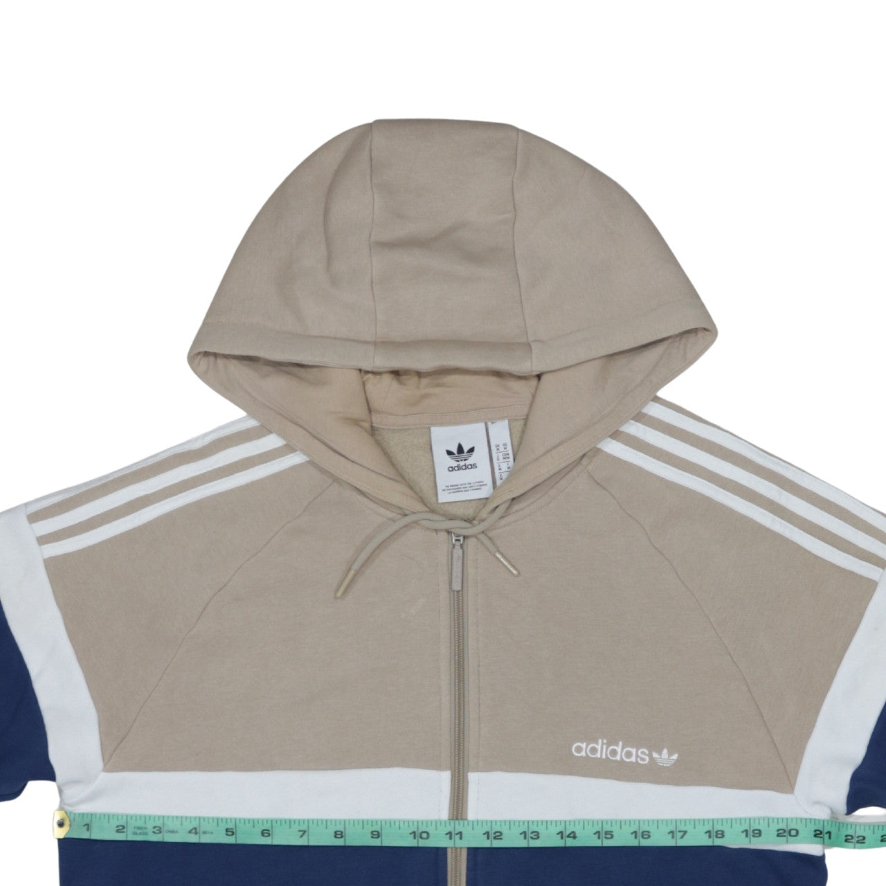 Adidas Mens Beige Blue White Full Zip Hoodie M Classic Sportswear