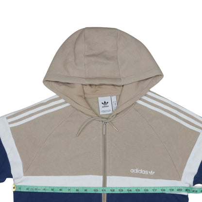 Adidas Mens Beige Blue White Full Zip Hoodie M Classic Sportswear