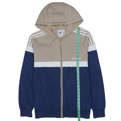 Adidas Mens Beige Blue White Full Zip Hoodie M Classic Sportswear