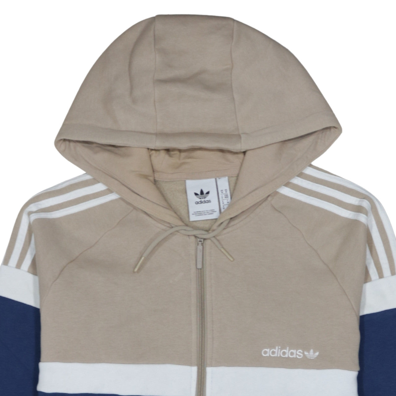 Adidas Mens Beige Blue White Full Zip Hoodie M Classic Sportswear