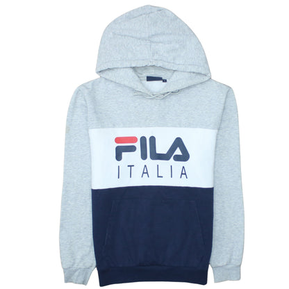 FILA Men’s Grey Pullover Hoodie Small Logo Fleece Sweatshirt