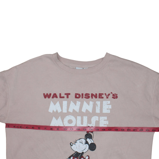 Disney Women Beige Minnie Mouse Pullover Sweatshirt L