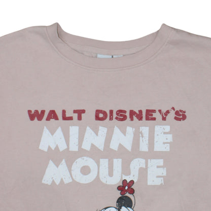 Disney Women Beige Minnie Mouse Pullover Sweatshirt L