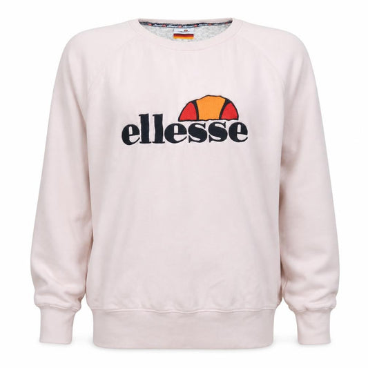 Front view of Ellesse Heritage Women's Pink Sweatshirt Small Logo Crew Neck