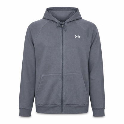 Under Armour Men Grey Full Zip Hoodie XL Loose Fit Sportswear