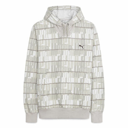 Puma Men Beige Graphic Pullover Hoodie Size S Casual Sportswear