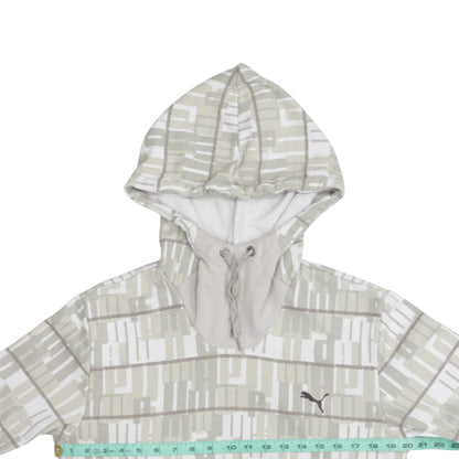 Puma Men Beige Graphic Pullover Hoodie Size S Casual Sportswear