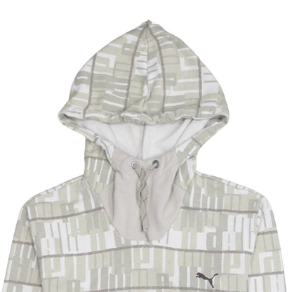 Puma Men Beige Graphic Pullover Hoodie Size S Casual Sportswear