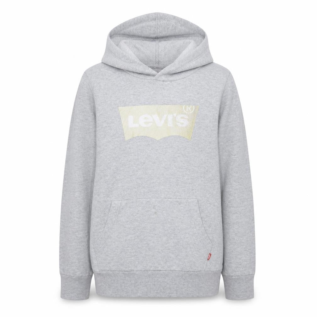 Front view of Levi's girls’ grey pullover hoodie 16 years logo cotton blend sweatshirt