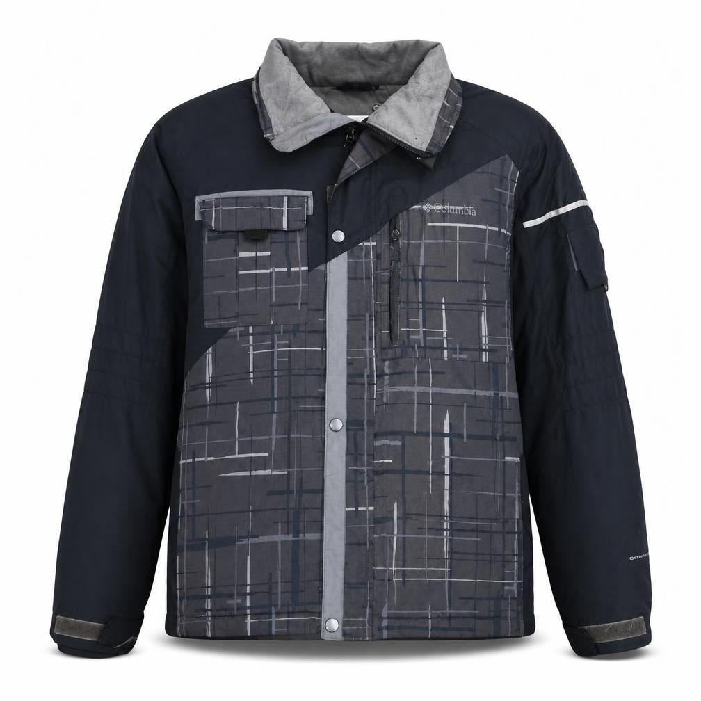 Columbia Boys Grey Geometric Waterproof Lined Winter Puffer Jacket 20 Plus