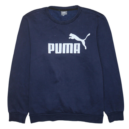 Puma Mens Blue Crew Neck Logo Sweatshirt M Regular Fit Pullover