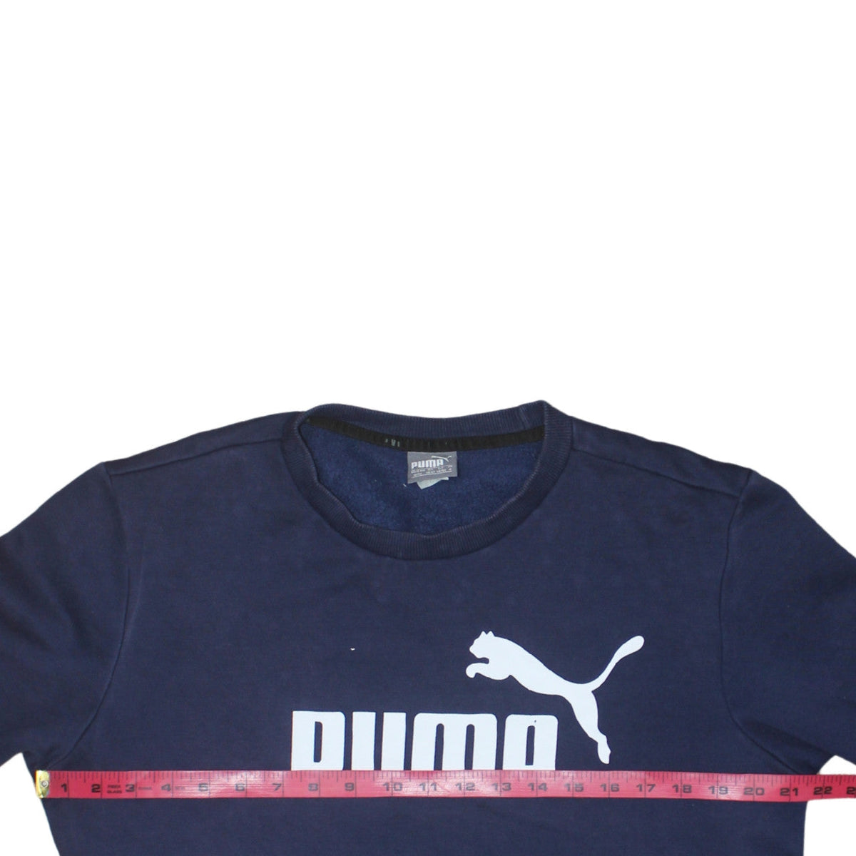 Puma Mens Blue Crew Neck Logo Sweatshirt M Regular Fit Pullover