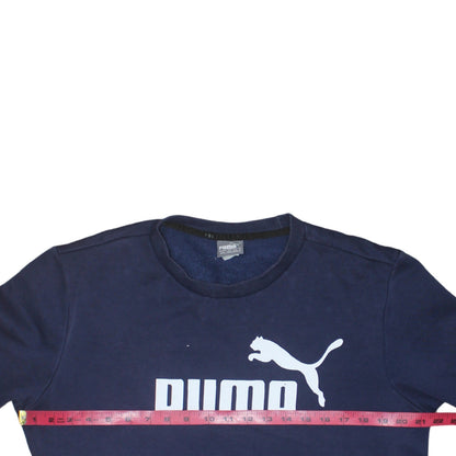 Puma Mens Blue Crew Neck Logo Sweatshirt M Regular Fit Pullover