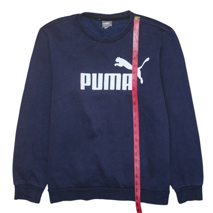 Puma Mens Blue Crew Neck Logo Sweatshirt M Regular Fit Pullover