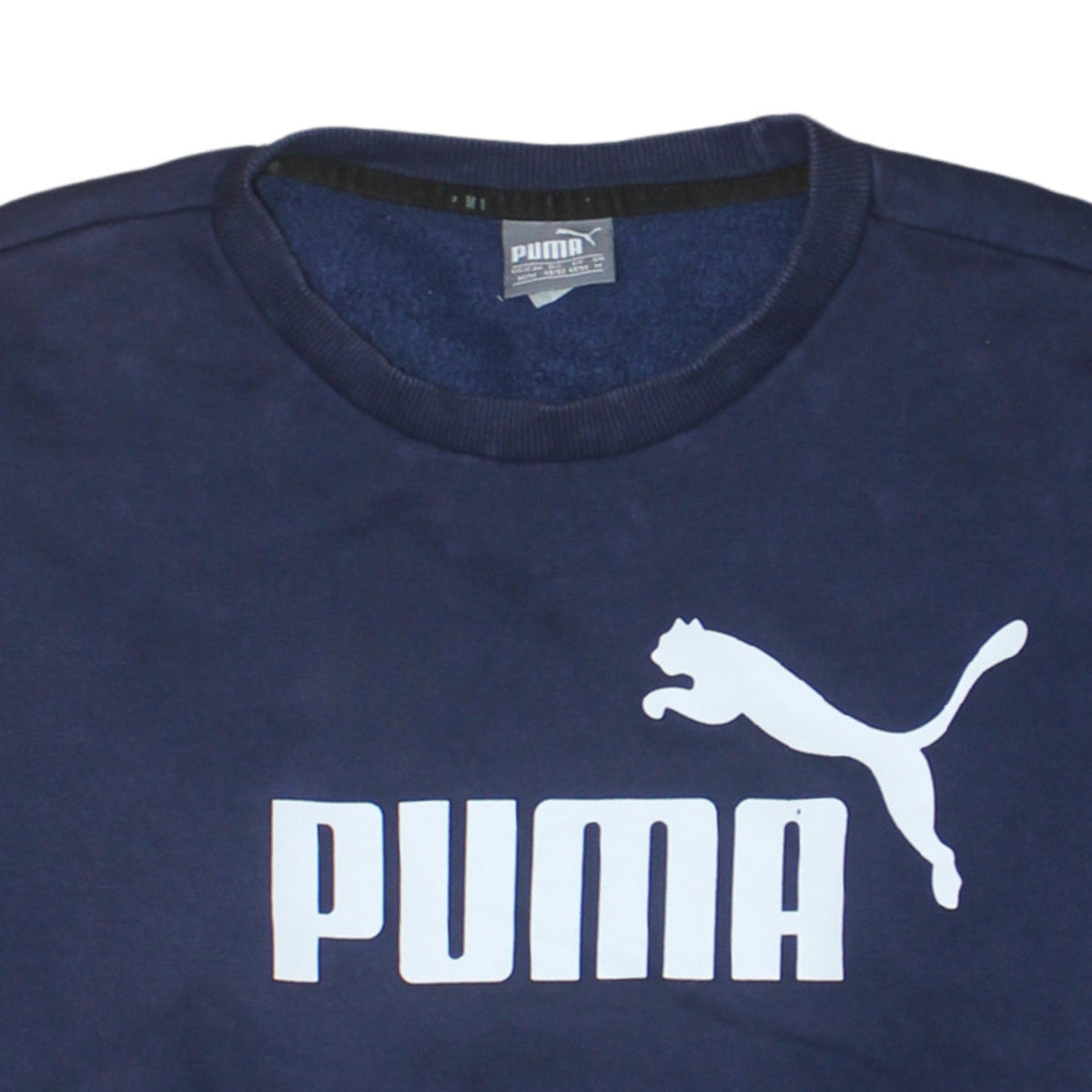 Puma Mens Blue Crew Neck Logo Sweatshirt M Regular Fit Pullover