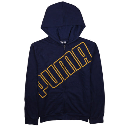 Puma Boys Blue Full Zip Hoodie L (14-16) Cotton Blend Graphic Print