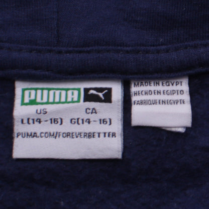 Puma Boys Blue Full Zip Hoodie L (14-16) Cotton Blend Graphic Print