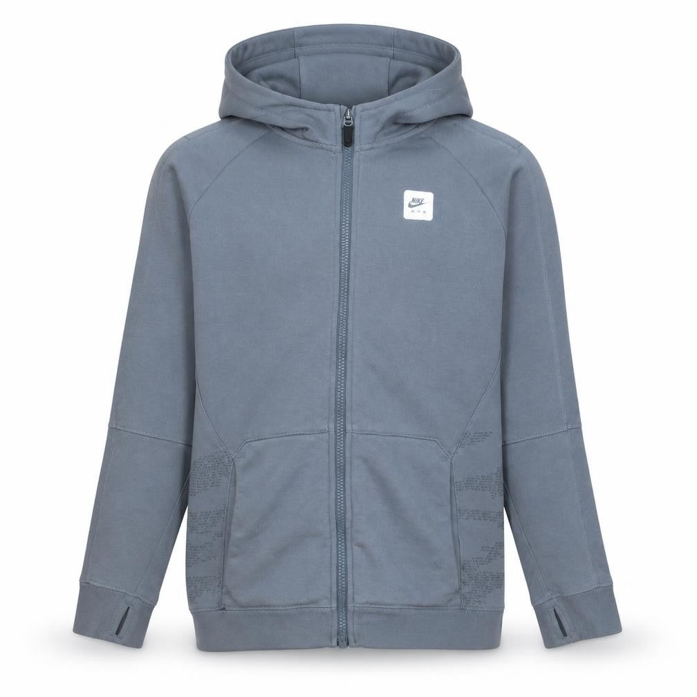 Front view of Nike boys’ grey full zip hoodie air max 13-15 years hooded sweatshirt