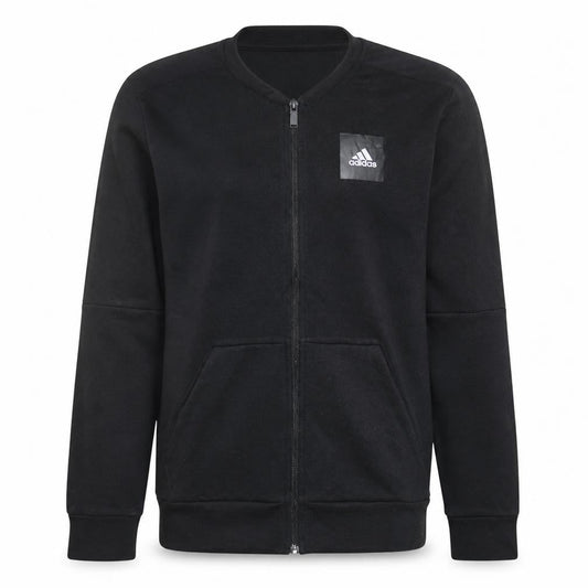 Front view of Adidas Men's Black Full Zip Track Jacket, size M