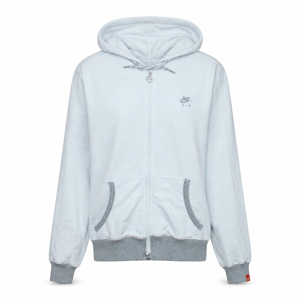 Nike Air Womens White Full Zip Hoodie Size L Grey Trim Casual
