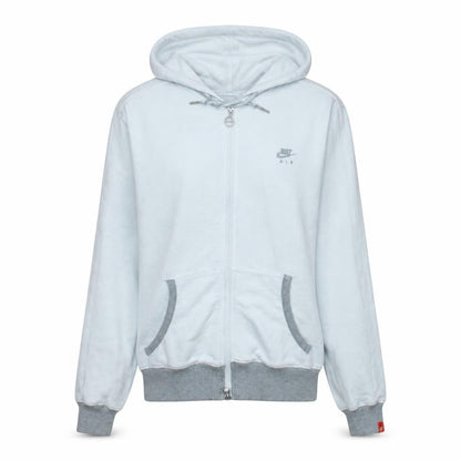 Nike Air Womens White Full Zip Hoodie Size L Grey Trim Casual