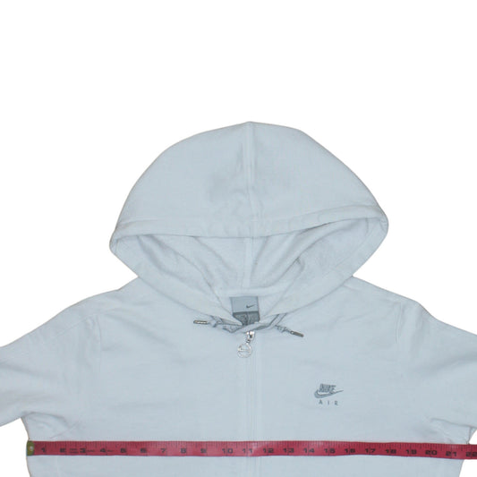 Nike Air Womens White Full Zip Hoodie Size L Grey Trim Casual