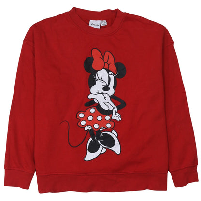 Disney Womens Red Minnie Mouse Pullover Sweatshirt UK 12-14