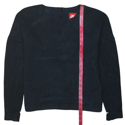 Nike Women Navy Sweatshirt Medium Round Neck Long Sleeve Zip Back