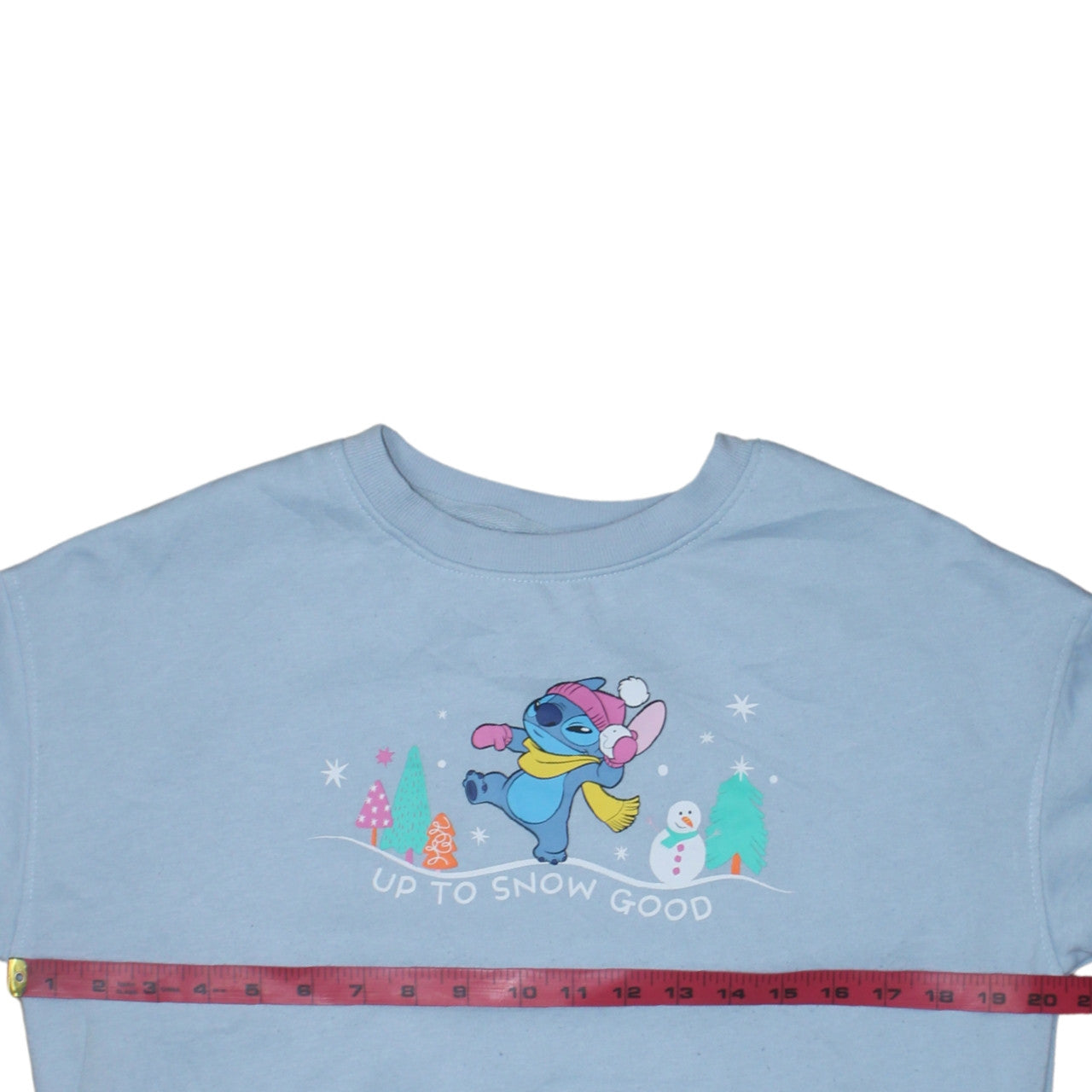 Disney Primark Women Blue Stitch Winter Sweatshirt XS Crew Neck