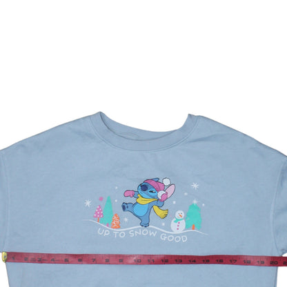Disney Primark Women Blue Stitch Winter Sweatshirt XS Crew Neck