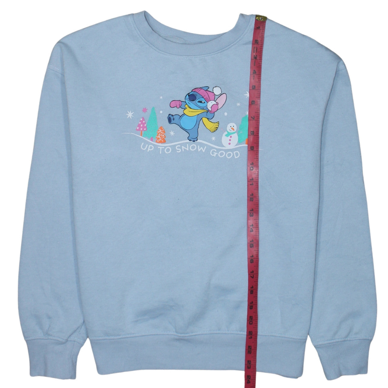 Disney Primark Women Blue Stitch Winter Sweatshirt XS Crew Neck