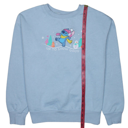 Disney Primark Women Blue Stitch Winter Sweatshirt XS Crew Neck