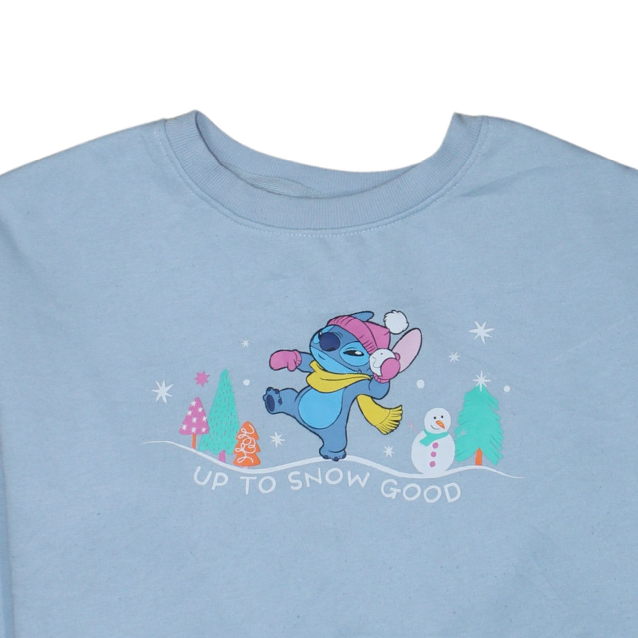 Disney Primark Women Blue Stitch Winter Sweatshirt XS Crew Neck