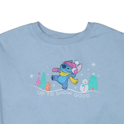 Disney Primark Women Blue Stitch Winter Sweatshirt XS Crew Neck