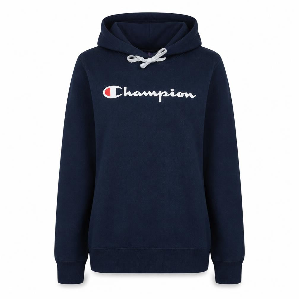 Champion Women's Navy Pullover Hoodie Medium - Classic Logo Cotton Blend