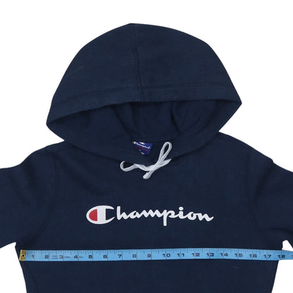 Champion Women's Navy Pullover Hoodie Medium - Classic Logo Cotton Blend