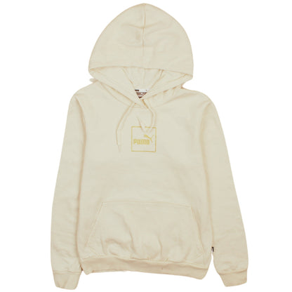 Puma Women Beige Pullover Hoodie Small Logo Embroidered Sweatshirt