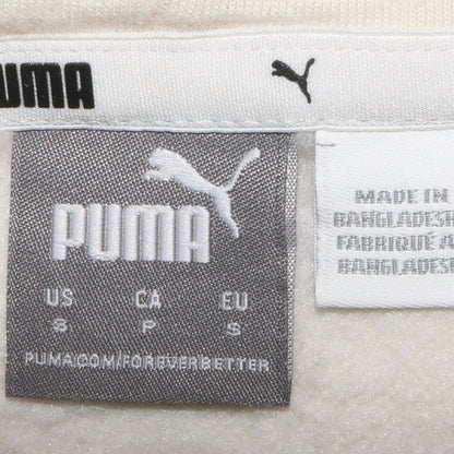 Puma Women Beige Pullover Hoodie Small Logo Embroidered Sweatshirt