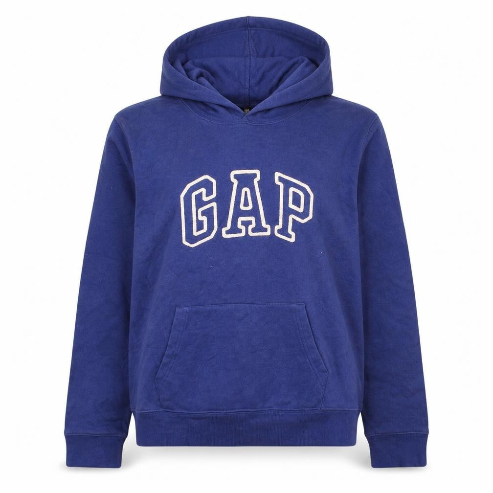 Gap Women's Blue Pullover Hoodie L Cotton Logo Casual Sweatshirt