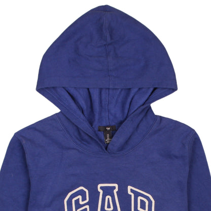 GAP Women's Blue Pullover Hoodie L Cotton Logo Casual Sweatshirt