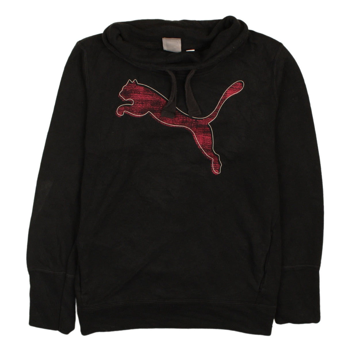 Puma Womens Black Size 12 Pullover Hoodie with Red Logo