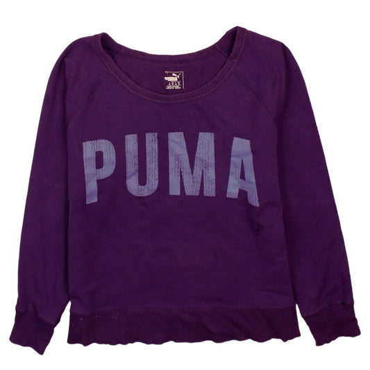 Puma Women's Purple Pullover Sweatshirt UK 12 Crew Neck Logo Print