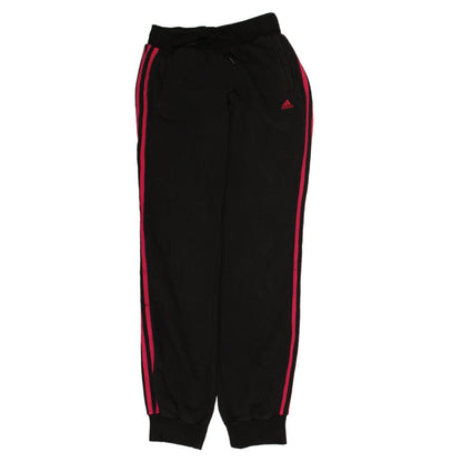 Adidas Women Black XS Jogger Trousers with Pink Stripes